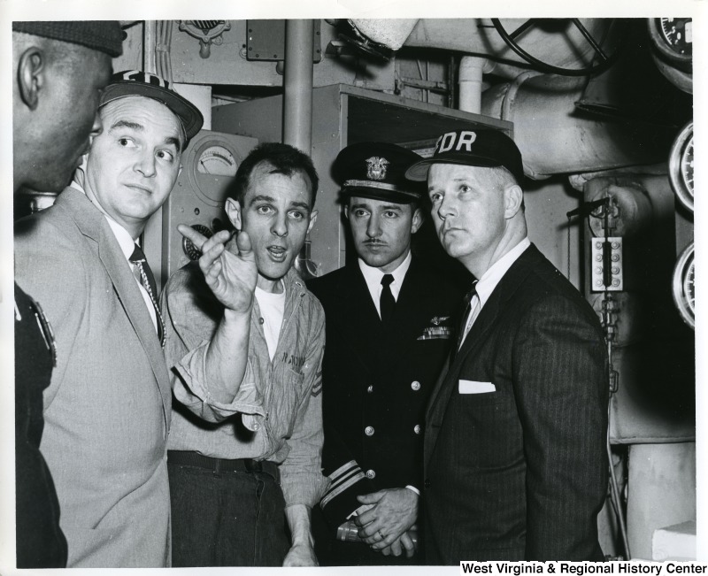 Congressman Arch A. Moore, Jr. inspecting engineering space during his visit to the U.S.S. Franklin D. Roosevelt.