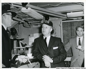 Congressman Arch A. Moore, Jr. in Flag Plot aboard the U.S.S. Franklin D. Roosevelt.