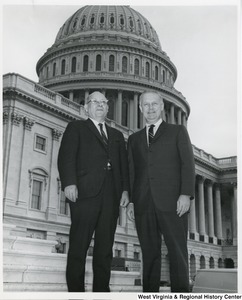 Congressman Arch A. Moore, Jr. standing on the steps of the Capitol with Charlie Maxwell.