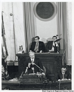 Governor Arch Moore speaking at his State of State address.