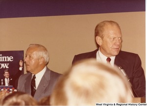 Arch Moore (left) and Gerald Ford (right) during Archs campaign rally for governor.